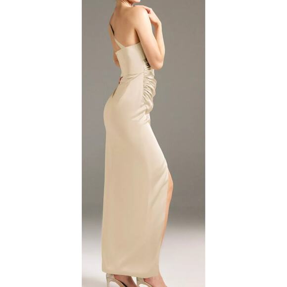 AW BRIDAL SZ 8 M champane Edwina floral formal Party maxi dress NEW B25 - Picture 3 of 5